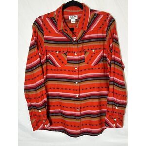 Ariat R.E.A.L. Western Oasis Serape Women's Pearl Snap Top Size M 100% Cotton